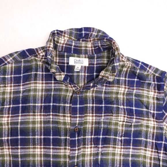 Croft & Barrow Madras Flannel Casual Button Up Shirt Mens Size Medium M Blue - Picture 1 of 10